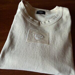 FENDI Heavy Cotton T-shirt.  Beige/Cream Color.  XXL